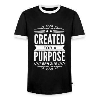 créé avec sens - Christian - T-shirt contrasté Homme - noir/blanc - Devant - AI Model Female 172 light (172cm) & AI Model Male 178 light (178cm)