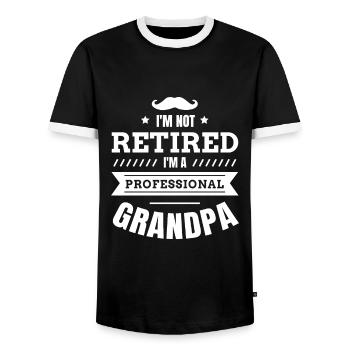 Grandpa - professional grandpa - Grandpa gift - Men's Ringer Shirt - black/white - Front - AI Model Female 172 light (172cm) & AI Model Male 178 light (178cm)
