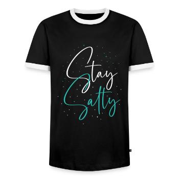 Salt for the world - Christian gift - Men's Ringer Shirt - black/white - Front - AI Model Female 172 light (172cm) & AI Model Male 178 light (178cm)