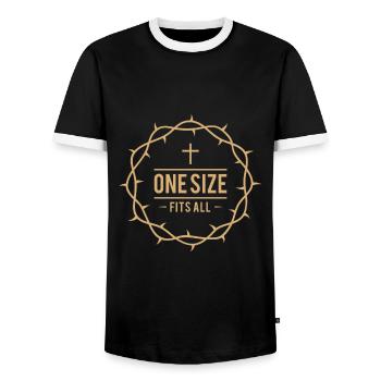Crown of thorns - Christian design - Men's Ringer Shirt - black/white - Front - AI Model Female 172 light (172cm) & AI Model Male 178 light (178cm)