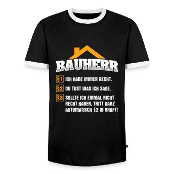 Hausbau Bauherr Baustelle - Männer Kontrast-T-Shirt - Schwarz/Weiß - Vorne - AI Model Female 172 light (172cm) & AI Model Male 178 light (178cm)