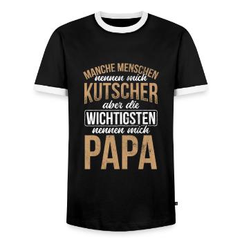 Geschenkidee Kutsche Kutscher - Männer Kontrast-T-Shirt - Schwarz/Weiß - Vorne - AI Model Female 172 light (172cm) & AI Model Male 178 light (178cm)