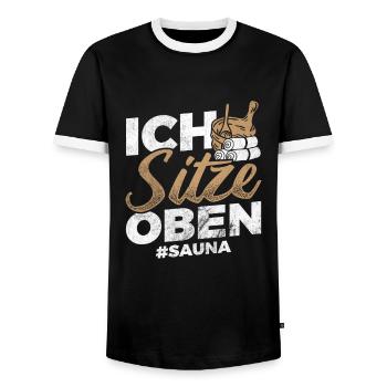 Sauna Saunieren Geschenkidee - Männer Kontrast-T-Shirt - Schwarz/Weiß - Vorne - AI Model Female 172 light (172cm) & AI Model Male 178 light (178cm)