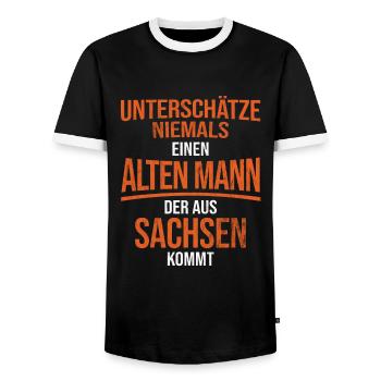 Sachsen Sächsisch - Männer Kontrast-T-Shirt - Schwarz/Weiß - Vorne - AI Model Female 172 light (172cm) & AI Model Male 178 light (178cm)