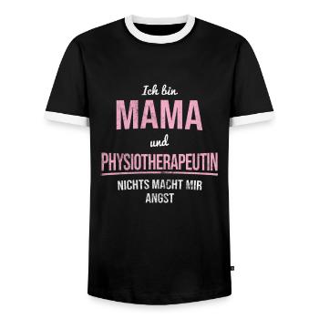 Physiotherapeut Physiotherapie - Männer Kontrast-T-Shirt - Schwarz/Weiß - Vorne - AI Model Female 172 light (172cm) & AI Model Male 178 light (178cm)