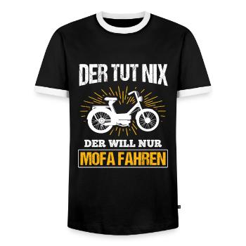 Moped Mofa Geschenk - Männer Kontrast-T-Shirt - Schwarz/Weiß - Vorne - AI Model Female 172 light (172cm) & AI Model Male 178 light (178cm)
