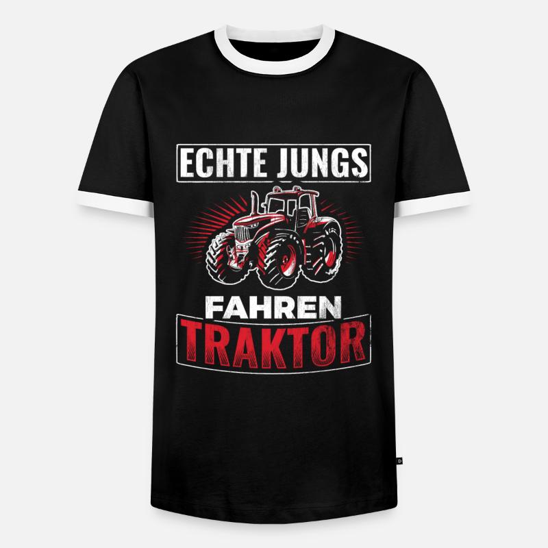 Traktor Bauer - Männer Kontrast-T-Shirt - Schwarz/Weiß
