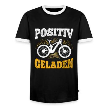 Ebike Geschenk Fahrrad - Männer Kontrast-T-Shirt - Schwarz/Weiß - Vorne - AI Model Female 172 light (172cm) & AI Model Male 178 light (178cm)