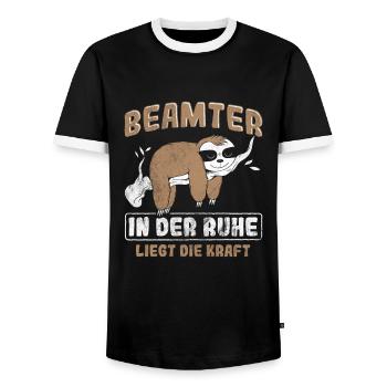Arbeit Beamter Beamte - Männer Kontrast-T-Shirt - Schwarz/Weiß - Vorne - AI Model Female 172 light (172cm) & AI Model Male 178 light (178cm)
