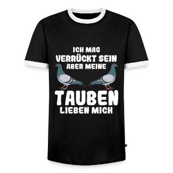 Taube Tauben Vogel - Männer Kontrast-T-Shirt - Schwarz/Weiß - Vorne - AI Model Female 172 light (172cm) & AI Model Male 178 light (178cm)
