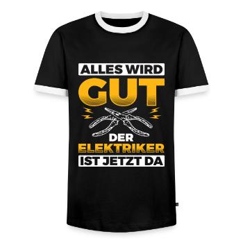 Elektriker Elektrik - Männer Kontrast-T-Shirt - Schwarz/Weiß - Vorne - AI Model Female 172 light (172cm) & AI Model Male 178 light (178cm)