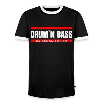 D ́N ́B - DNB - DRUM N'BASS - GIFT - Men's Ringer Shirt - black/white - Front - AI Model Female 172 light (172cm) & AI Model Male 178 light (178cm)