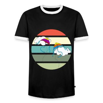 Fly kites - Kitesurfer - Men's Ringer Shirt - black/white - Front - AI Model Female 172 light (172cm) & AI Model Male 178 light (178cm)