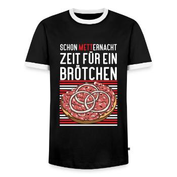 Mannes Mett Mettbrötchen Witzig Fleisch Essen - Männer Kontrast-T-Shirt - Schwarz/Weiß - Vorne - AI Model Female 172 light (172cm) & AI Model Male 178 light (178cm)