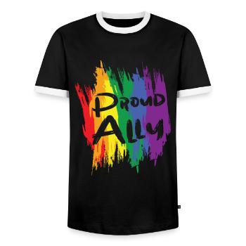 LGBTQ+ Pride LGBT Proud Ally Homo Regenbogen - Männer Kontrast-T-Shirt - Schwarz/Weiß - Vorne - AI Model Female 172 light (172cm) & AI Model Male 178 light (178cm)