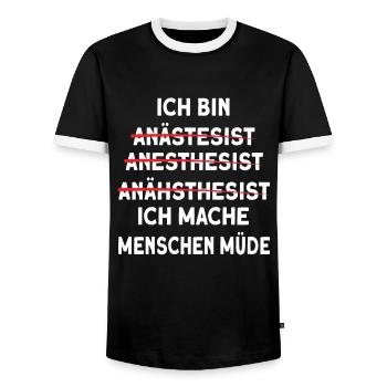 Ich bin Anästhesist Beruf Fehler Buchstabieren - Männer Kontrast-T-Shirt - Schwarz/Weiß - Vorne - AI Model Female 172 light (172cm) & AI Model Male 178 light (178cm)