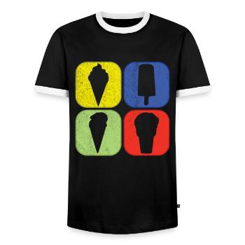 Ice Cream Summer Beach Ice Cream Holiday Vibes - Men's Ringer Shirt - black/white - Front - AI Model Female 172 light (172cm) & AI Model Male 178 light (178cm)
