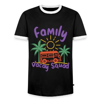 Family Holiday Beach Squad Travel Palme Van - Men's Ringer Shirt - black/white - Front - AI Model Female 172 light (172cm) & AI Model Male 178 light (178cm)