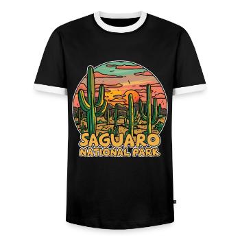 Saguaro-Nationalpark, Arizona, Tucson-Kaktus - Männer Kontrast-T-Shirt - Schwarz/Weiß - Vorne - AI Model Female 172 light (172cm) & AI Model Male 178 light (178cm)