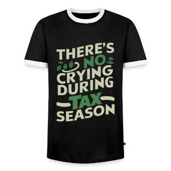 Saison des impôts Comptabilité Pas de pleurs pendant la saison des impôts - T-shirt contrasté Homme - noir/blanc - Devant - AI Model Female 172 light (172cm) & AI Model Male 178 light (178cm)
