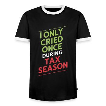 Comptabilité de la saison des impôts Pas de pleurs pendant la saison des impôts - T-shirt contrasté Homme - noir/blanc - Devant - AI Model Female 172 light (172cm) & AI Model Male 178 light (178cm)