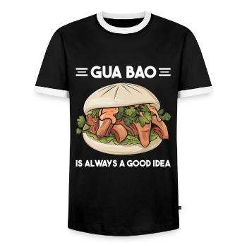 Gua Bao Asian Food Lover China Vietnam Japan - Men's Ringer Shirt - black/white - Front - AI Model Female 172 light (172cm) & AI Model Male 178 light (178cm)