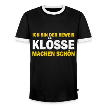 German food, dumplings, Thuringia, dialect - Men's Ringer Shirt - black/white - Front - AI Model Female 172 light (172cm) & AI Model Male 178 light (178cm)
