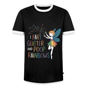 Ich furze Glitzer und Kacke Regenbogen lustige Fee - Männer Kontrast-T-Shirt - Schwarz/Weiß - Vorne - AI Model Female 172 light (172cm) & AI Model Male 178 light (178cm)