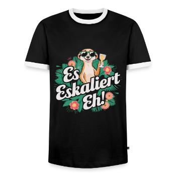 De toute façon, ça s'intensifie de toute façon, l'alcool de fête suricate dit - T-shirt contrasté Homme - noir/blanc - Devant - AI Model Female 172 light (172cm) & AI Model Male 178 light (178cm)