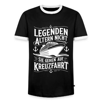 Legenden altern nicht sie gehen auf Kreuzfahrt - Männer Kontrast-T-Shirt - Schwarz/Weiß - Vorne - AI Model Female 172 light (172cm) & AI Model Male 178 light (178cm)