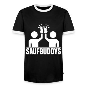 Saufbuddy Saufbuddys Saufen Bier Alkohol Party Spr - Männer Kontrast-T-Shirt - Schwarz/Weiß - Vorne - AI Model Female 172 light (172cm) & AI Model Male 178 light (178cm)