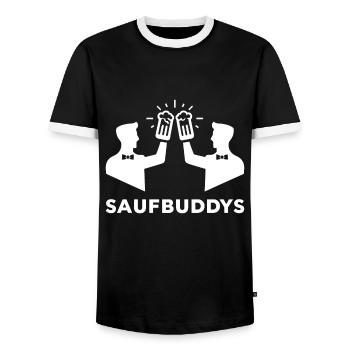 Saufbuddy Saufbuddys Saufen Bier Alkohol Party Spr - Männer Kontrast-T-Shirt - Schwarz/Weiß - Vorne - AI Model Female 172 light (172cm) & AI Model Male 178 light (178cm)