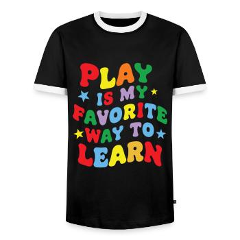 Funny Play is my Favorite Way to Learn Teacher pae - Men's Ringer Shirt - black/white - Front - AI Model Female 172 light (172cm) & AI Model Male 178 light (178cm)