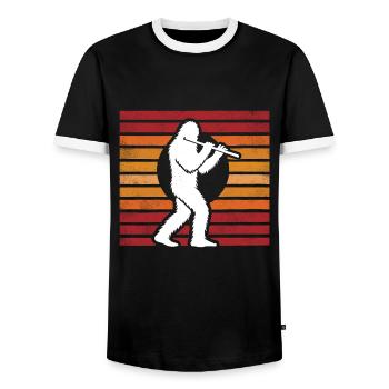 Flûte traversière Sasquatch Bigfoot Sunset Vintage - T-shirt contrasté Homme - noir/blanc - Devant - AI Model Female 172 light (172cm) & AI Model Male 178 light (178cm)