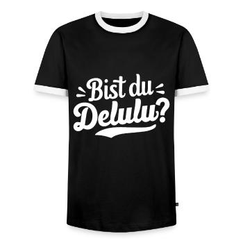Êtes-vous Delulu Drôle Dire Confus Danglais - T-shirt contrasté Homme - noir/blanc - Devant - AI Model Female 172 light (172cm) & AI Model Male 178 light (178cm)