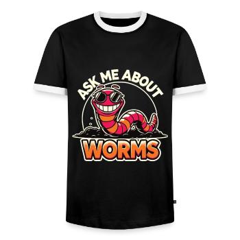 Frag mich nach meinem Worms Funny Komposter Gardening - Männer Kontrast-T-Shirt - Schwarz/Weiß - Vorne - AI Model Female 172 light (172cm) & AI Model Male 178 light (178cm)