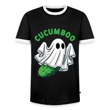 Gurke Lustige Gurke Halloween Kostüm Ghost Bo - Männer Kontrast-T-Shirt - Schwarz/Weiß - Vorne - AI Model Female 172 light (172cm) & AI Model Male 178 light (178cm)