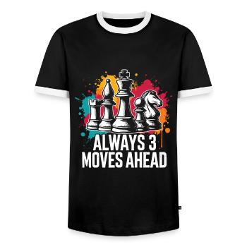 Always 3 moves ahead funny Chess Player Saying - Men's Ringer Shirt - black/white - Front - AI Model Female 172 light (172cm) & AI Model Male 178 light (178cm)