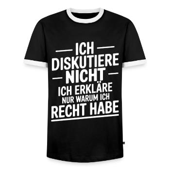 I don't argue I explain why I'm right - Men's Ringer Shirt - black/white - Front - AI Model Female 172 light (172cm) & AI Model Male 178 light (178cm)