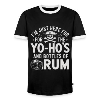 Je suis juste ici pour les Yo-Ho’s et les bouteilles de rhum Sea - T-shirt contrasté Homme - noir/blanc - Devant - AI Model Female 172 light (172cm) & AI Model Male 178 light (178cm)