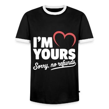 I'm yours sorry no refunds I am yours I am yours - Men's Ringer Shirt - black/white - Front - AI Model Female 172 light (172cm) & AI Model Male 178 light (178cm)