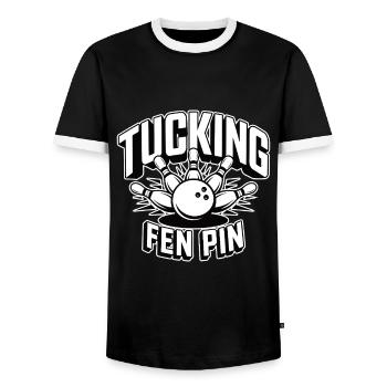 Tucking Fen Pin Bowling Humor Wortspiel - Männer Kontrast-T-Shirt - Schwarz/Weiß - Vorne - AI Model Female 172 light (172cm) & AI Model Male 178 light (178cm)