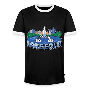 Lake Eola Orlando Florida Vacation Souvenir - Men's Ringer Shirt - black/white - Front - AI Model Female 172 light (172cm) & AI Model Male 178 light (178cm)