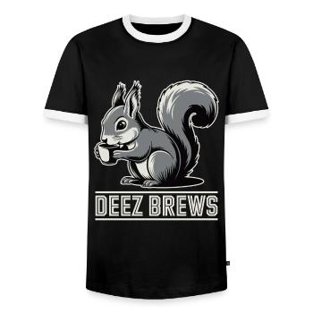 Deez Brews Funny Squirrel Coffee Lover Pun - T-shirt contrasté Homme - noir/blanc - Devant - AI Model Female 172 light (172cm) & AI Model Male 178 light (178cm)