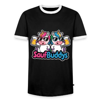 Booze Buddy Booze Buddies Drink Beer Alcohol Party A - Men's Ringer Shirt - black/white - Front - AI Model Female 172 light (172cm) & AI Model Male 178 light (178cm)