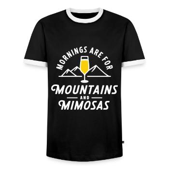 Les matins sont pour la montagne et les mimosas Randonnée - T-shirt contrasté Homme - noir/blanc - Devant - AI Model Female 172 light (172cm) & AI Model Male 178 light (178cm)