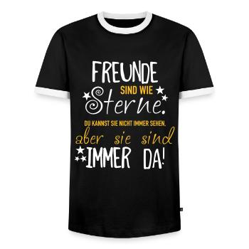 Freunde sind wie Sterne - Männer Kontrast-T-Shirt - Schwarz/Weiß - Vorne - AI Model Female 172 light (172cm) & AI Model Male 178 light (178cm)