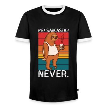 Me Sarcastic Never Sloth Saying - Men's Ringer Shirt - black/white - Front - AI Model Female 172 light (172cm) & AI Model Male 178 light (178cm)