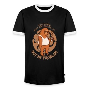 Not My Problem Sarcastic Sloth Saying - Men's Ringer Shirt - black/white - Front - AI Model Female 172 light (172cm) & AI Model Male 178 light (178cm)