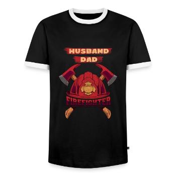 Ehemann Papa Feuerwehrmann - Männer Kontrast-T-Shirt - Schwarz/Weiß - Vorne - AI Model Female 172 light (172cm) & AI Model Male 178 light (178cm)